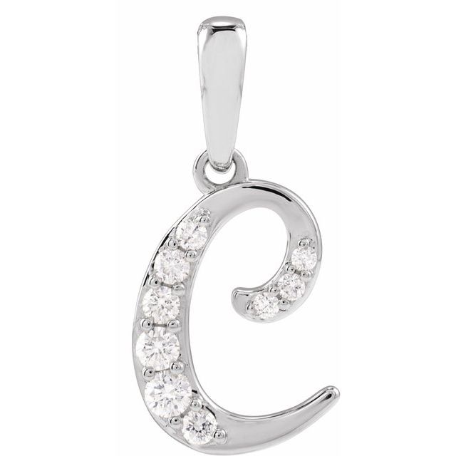 14K White 1/6 CTW Natural Diamond Initial C 18" Necklace