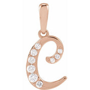 14K Rose 1/6 CTW Natural Diamond Initial C 18" Necklace