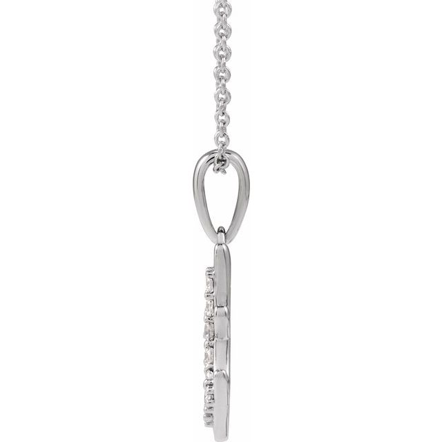 14K White 1/5 CTW Natural Diamond Initial A 18" Necklace