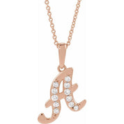 14K Rose 1/5 CTW Natural Diamond Initial A 18" Necklace