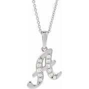 14K White 1/5 CTW Natural Diamond Initial A 18" Necklace