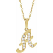 14K Yellow 1/5 CTW Natural Diamond Initial A 18" Necklace