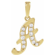 14K Yellow 1/5 CTW Natural Diamond Initial A 18" Necklace