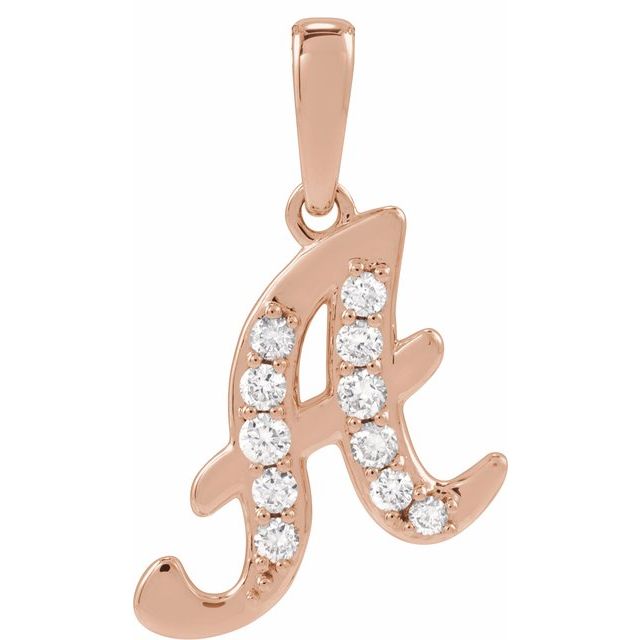 14K Rose 1/5 CTW Natural Diamond Initial A 18" Necklace
