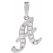14K White 1/5 CTW Natural Diamond Initial A 18" Necklace