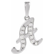 14K White 1/5 CTW Natural Diamond Initial A 18" Necklace