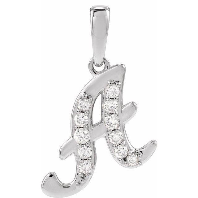 14K White 1/5 CTW Natural Diamond Initial A 18" Necklace