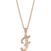 14K Rose 1/10 CTW Natural Diamond Initial F 18" Necklace