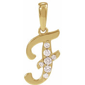 14K Yellow 1/10 CTW Natural Diamond Initial F 18" Necklace