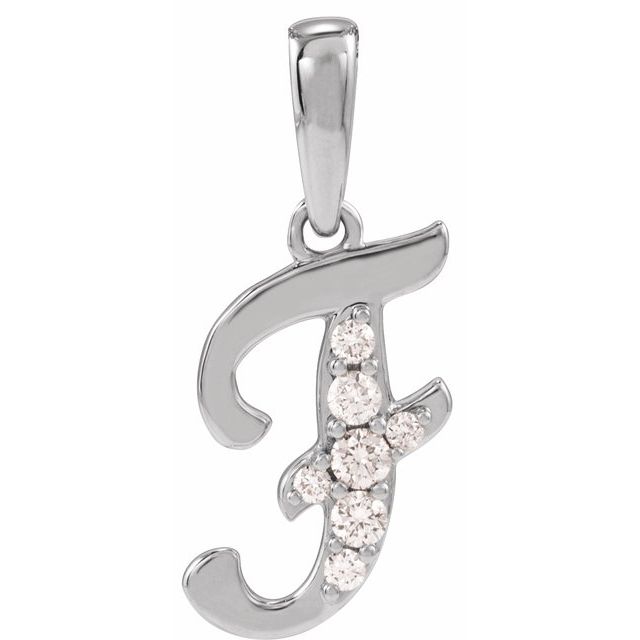 14K White 1/10 CTW Natural Diamond Initial F 18" Necklace