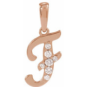 14K Rose 1/10 CTW Natural Diamond Initial F 18" Necklace