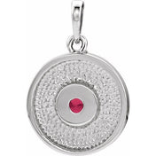 Platinum Natural Ruby Disc Pendant
