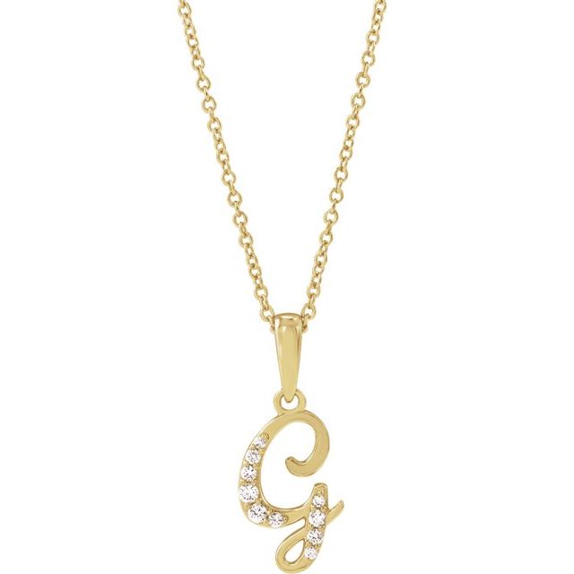 14K Yellow .08 CTW Natural Diamond Initial G 18" Necklace