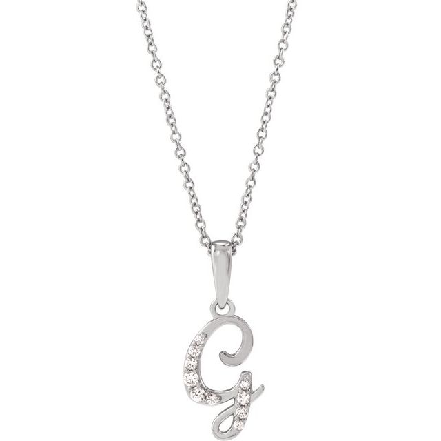 14K White .08 CTW Natural Diamond Initial G 18" Necklace