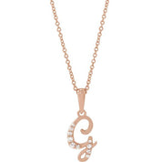 14K Rose .08 CTW Natural Diamond Initial G 18" Necklace