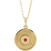 14K Yellow Natural Ruby Disc 16-18" Necklace