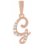 14K Rose .08 CTW Natural Diamond Initial G 18" Necklace