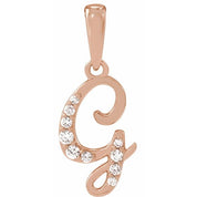 14K Rose .08 CTW Natural Diamond Initial G 18" Necklace