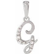 14K White .08 CTW Natural Diamond Initial G 18" Necklace