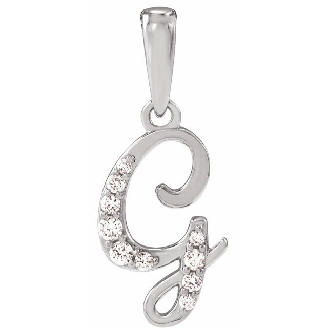 14K White .08 CTW Natural Diamond Initial G 18" Necklace