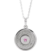 Sterling Silver Natural Pink Tourmaline Disc 16-18" Necklace