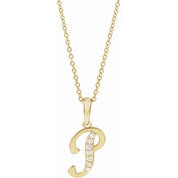 14K Yellow .08 CTW Natural Diamond Initial P 18" Necklace