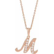 14K Rose 1/5 CTW Natural Diamond Initial M 18" Necklace