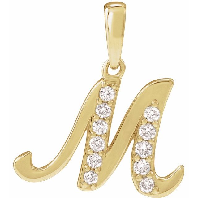 14K Yellow 1/5 CTW Natural Diamond Initial M 18" Necklace