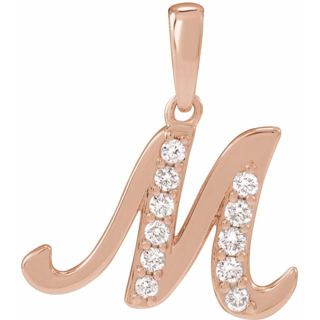 14K Rose 1/5 CTW Natural Diamond Initial M 18" Necklace