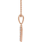 14K Rose 1/8 CTW Natural Diamond Initial V 18" Necklace