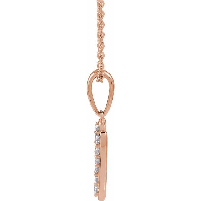 14K Rose 1/8 CTW Natural Diamond Initial V 18" Necklace