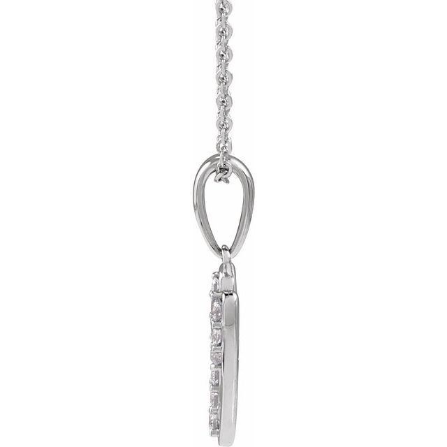 14K White 1/8 CTW Natural Diamond Initial V 18" Necklace