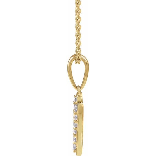 14K Yellow 1/8 CTW Natural Diamond Initial V 18" Necklace