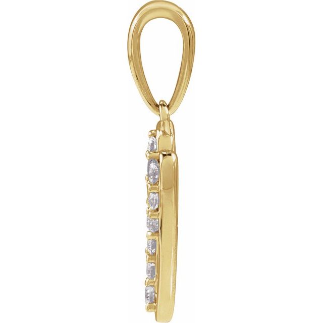 14K Yellow 1/8 CTW Natural Diamond Initial V 18" Necklace
