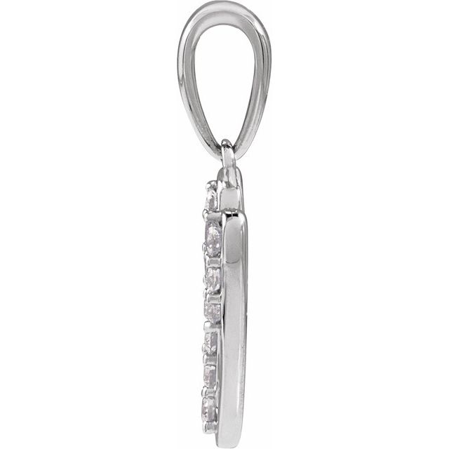 14K White 1/8 CTW Natural Diamond Initial V 18" Necklace