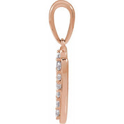 14K Rose 1/8 CTW Natural Diamond Initial V 18" Necklace