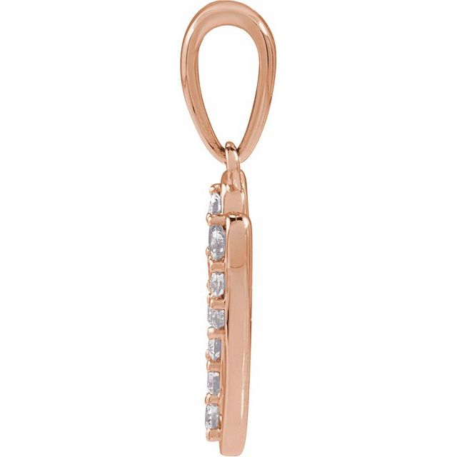 14K Rose 1/8 CTW Natural Diamond Initial V 18" Necklace