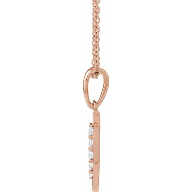 14K Rose 1/10 CTW Natural Diamond Initial T 18" Necklace