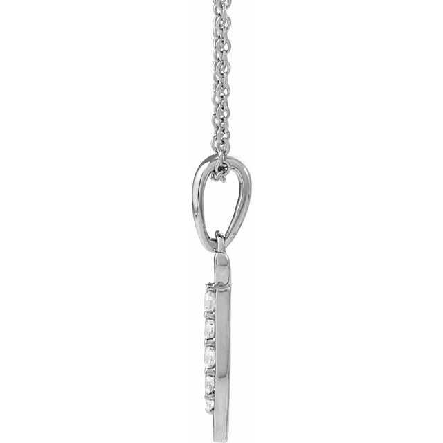 14K White 1/10 CTW Natural Diamond Initial T 18" Necklace