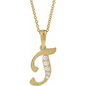 14K Yellow 1/10 CTW Natural Diamond Initial T 18" Necklace