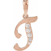 14K Rose 1/10 CTW Natural Diamond Initial T 18" Necklace