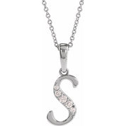 14K White .08 CTW Natural Diamond Initial S 18" Necklace