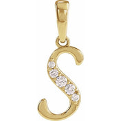 14K Yellow .08 CTW Natural Diamond Initial S 18" Necklace