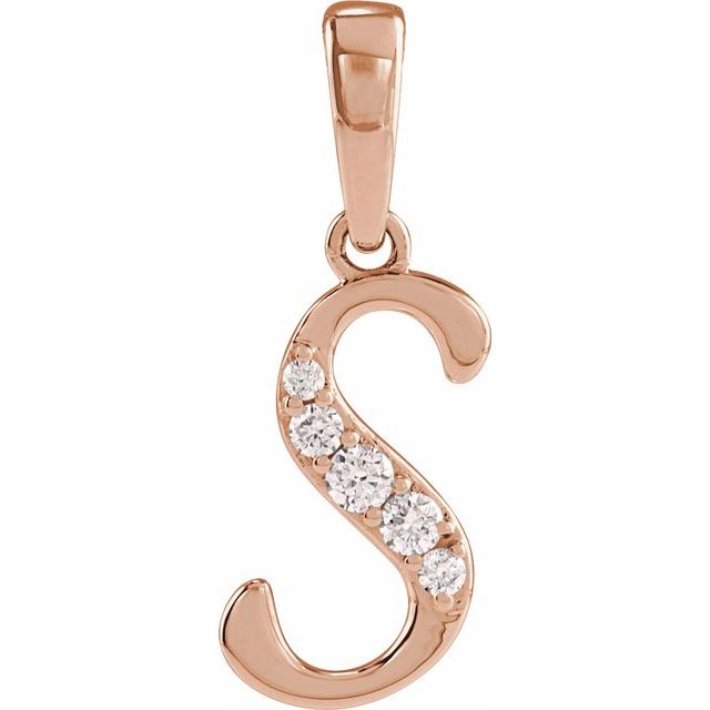 14K Rose .08 CTW Natural Diamond Initial S 18" Necklace