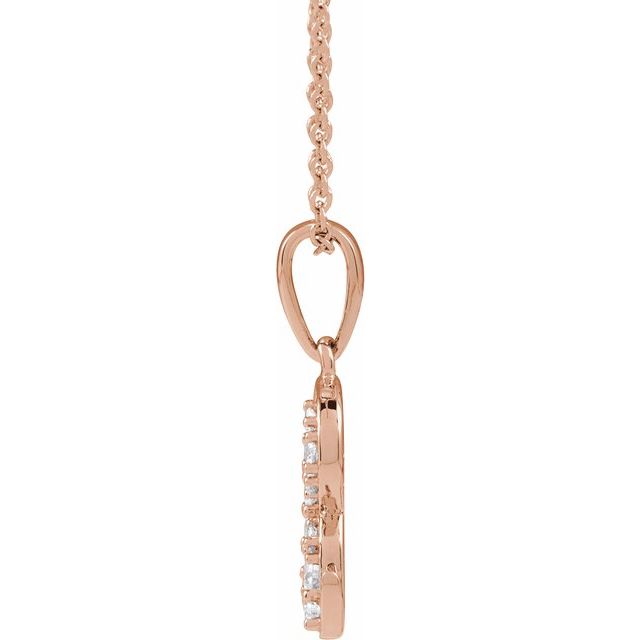 14K Rose 1/6 CTW Natural Diamond Initial R 18" Necklace