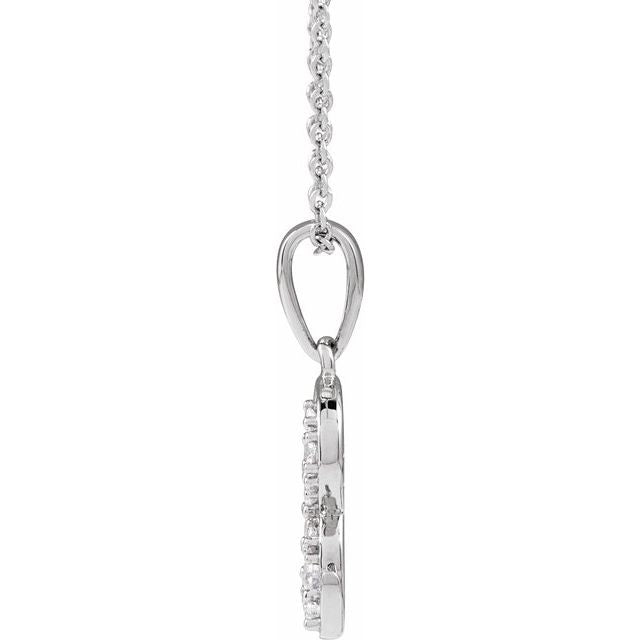 14K White 1/6 CTW Natural Diamond Initial R 18" Necklace