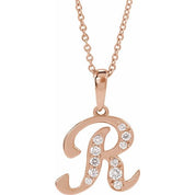 14K Rose 1/6 CTW Natural Diamond Initial R 18" Necklace
