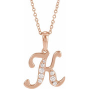 14K Rose 1/6 CTW Natural Diamond Initial K 18" Necklace