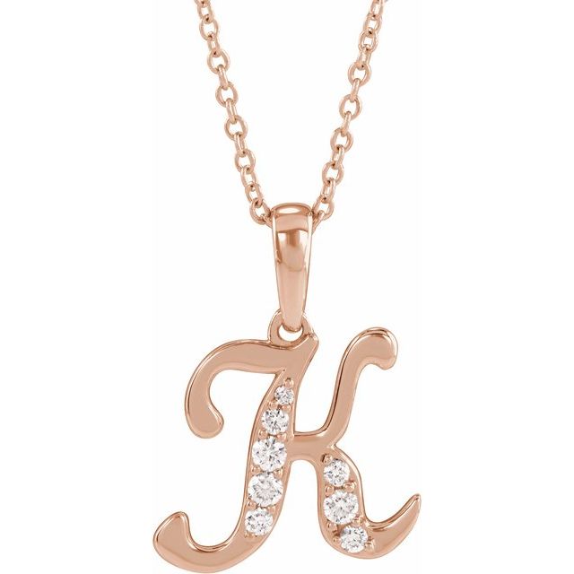 14K Rose 1/6 CTW Natural Diamond Initial K 18" Necklace