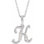 14K White 1/6 CTW Natural Diamond Initial K 18" Necklace
